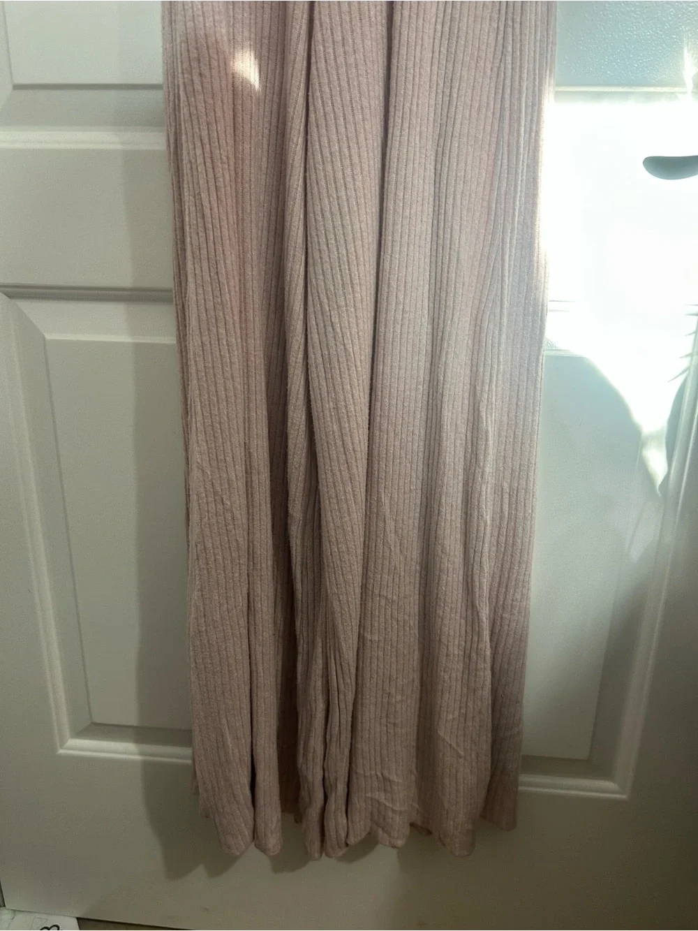 Free People About Time Ribbed Knit Lace wide Leg Jumpsuit Size M chic coquette